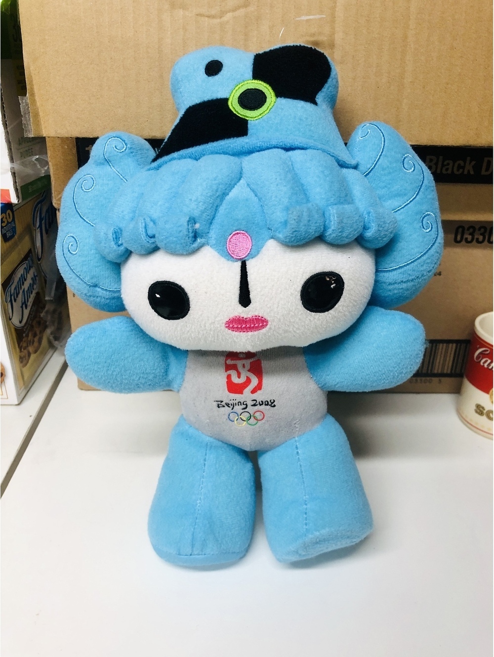 Official Beijing 2008 Olympic Mascot Plush Beibei Blue Fish Stuffed Toy 7"